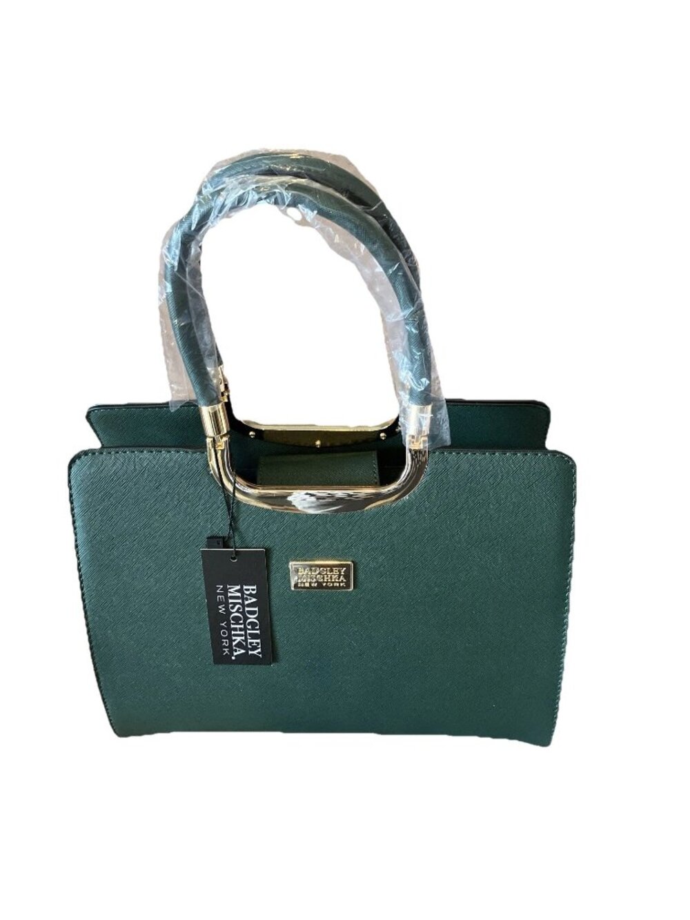 Badgley Mischka New York Double Handle Sachel Purse Green NEW
